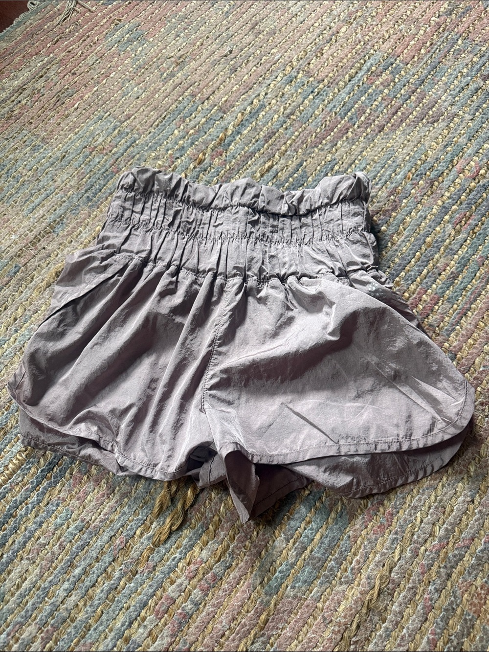 FP Movement by Free People Mauve High-Waist Smocked Athletic Shorts